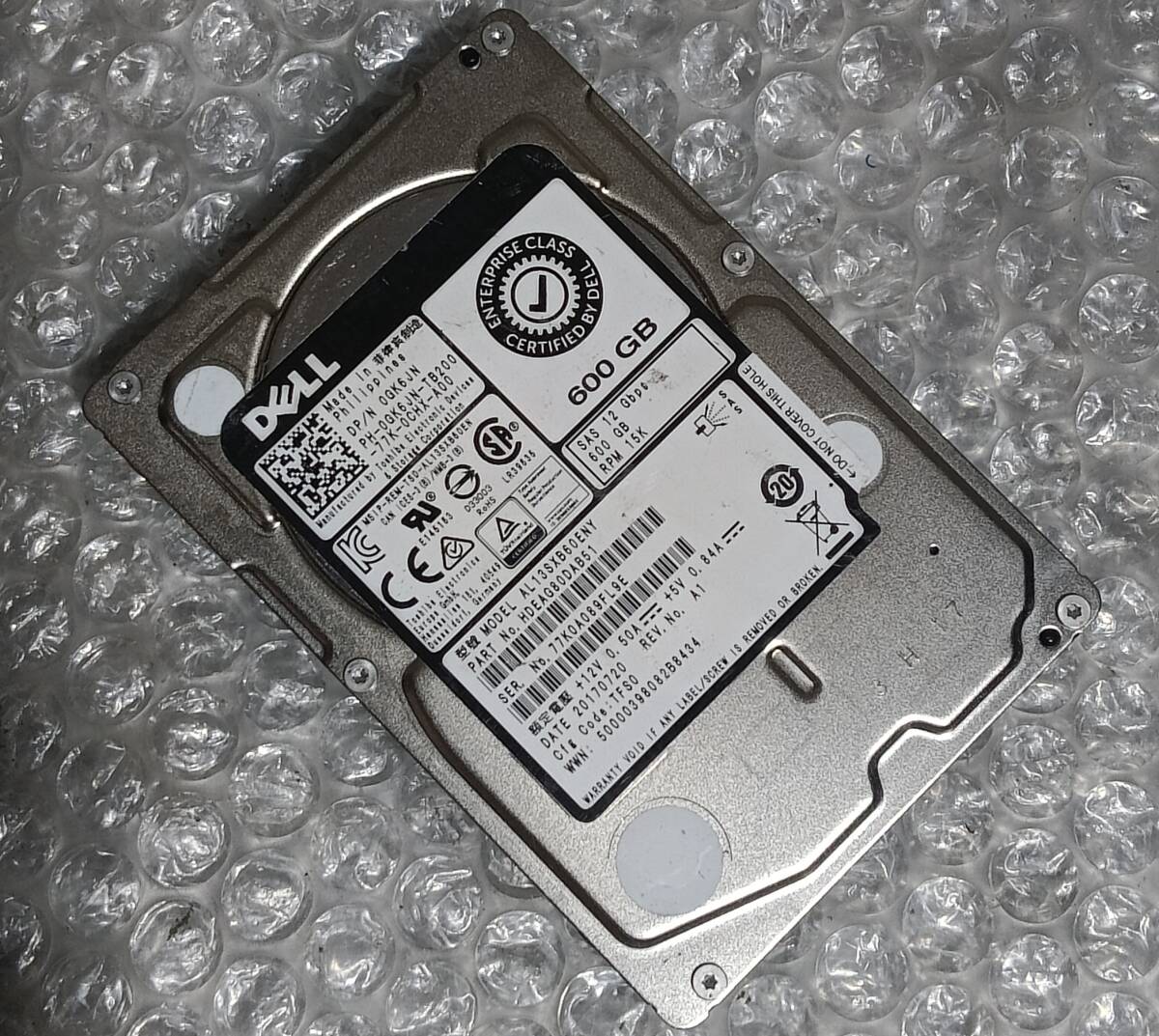 【中古パーツ】 2.5インチ DELL AL13SXB60ENY 15K 600GB SAS HDD 正常/健康品 1台■SAS3108拍卖
