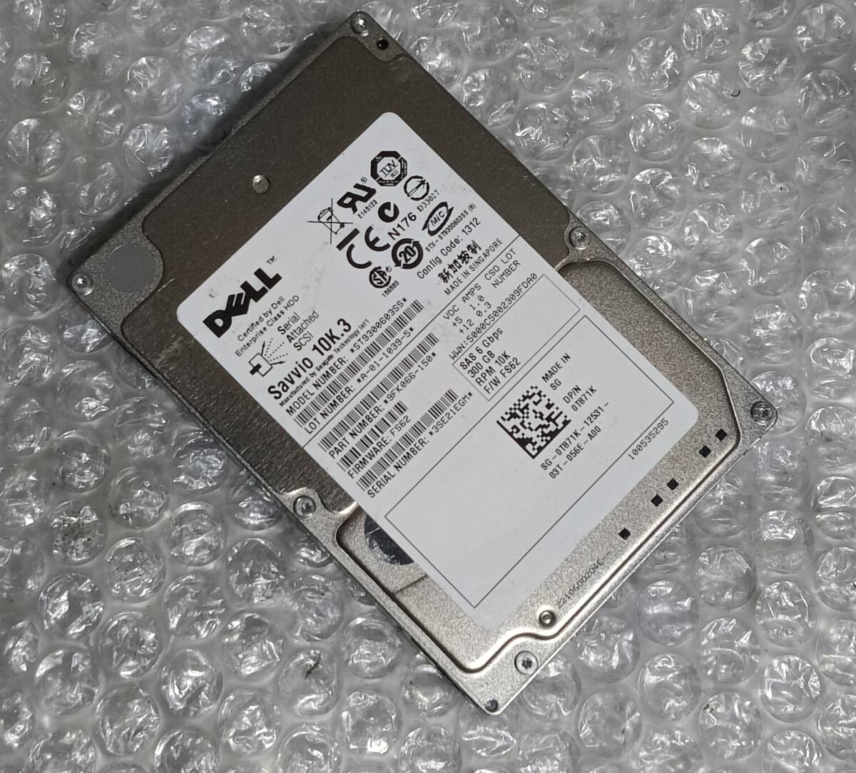 【中古パーツ】 2.5インチ DELL ST9300603SS 10K 300GB SAS HDD 正常/健康品 1台■SAS3106拍卖