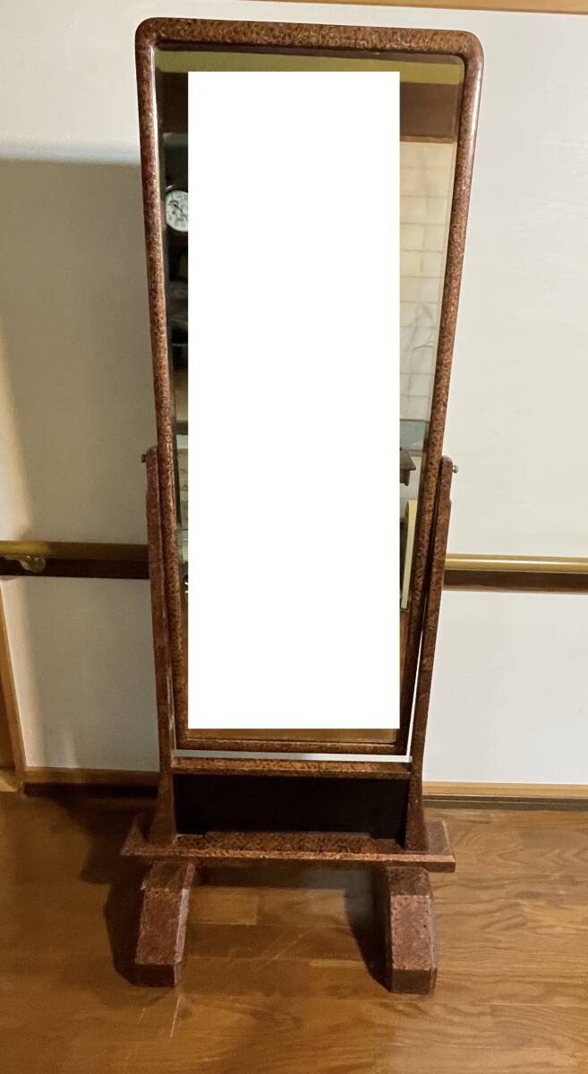 日本伝統工芸 津軽塗 唐塗 姿見 鏡 高さ:163cm 重要無形文化財拍卖