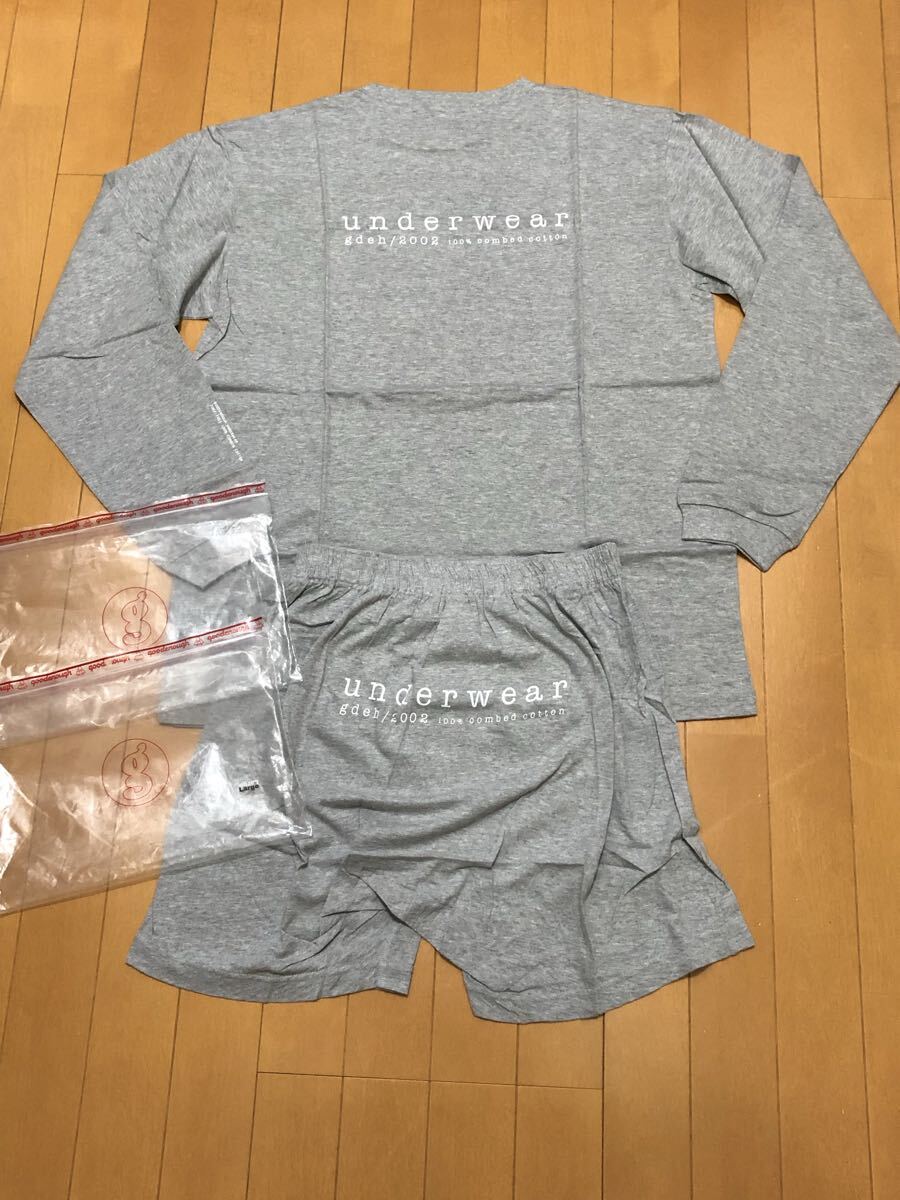 GOODENOUGH アンダーウェア ロンT & ショーツ Lサイズ 新品未使用品 グレー 専用袋付き拍卖