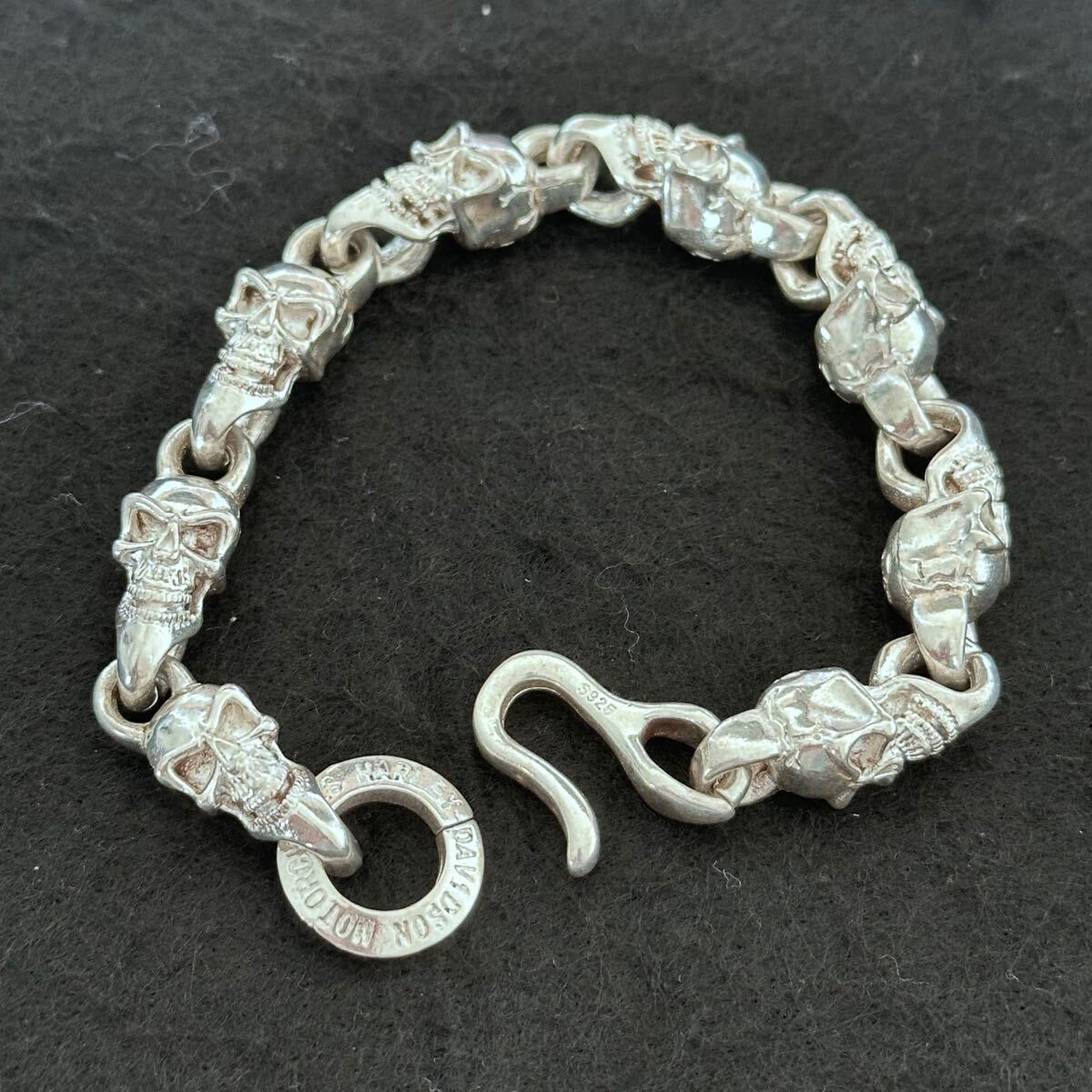 【重量感】ハーレーダビッドソン スカルモチーフ シルバーブレスレット s925拍卖