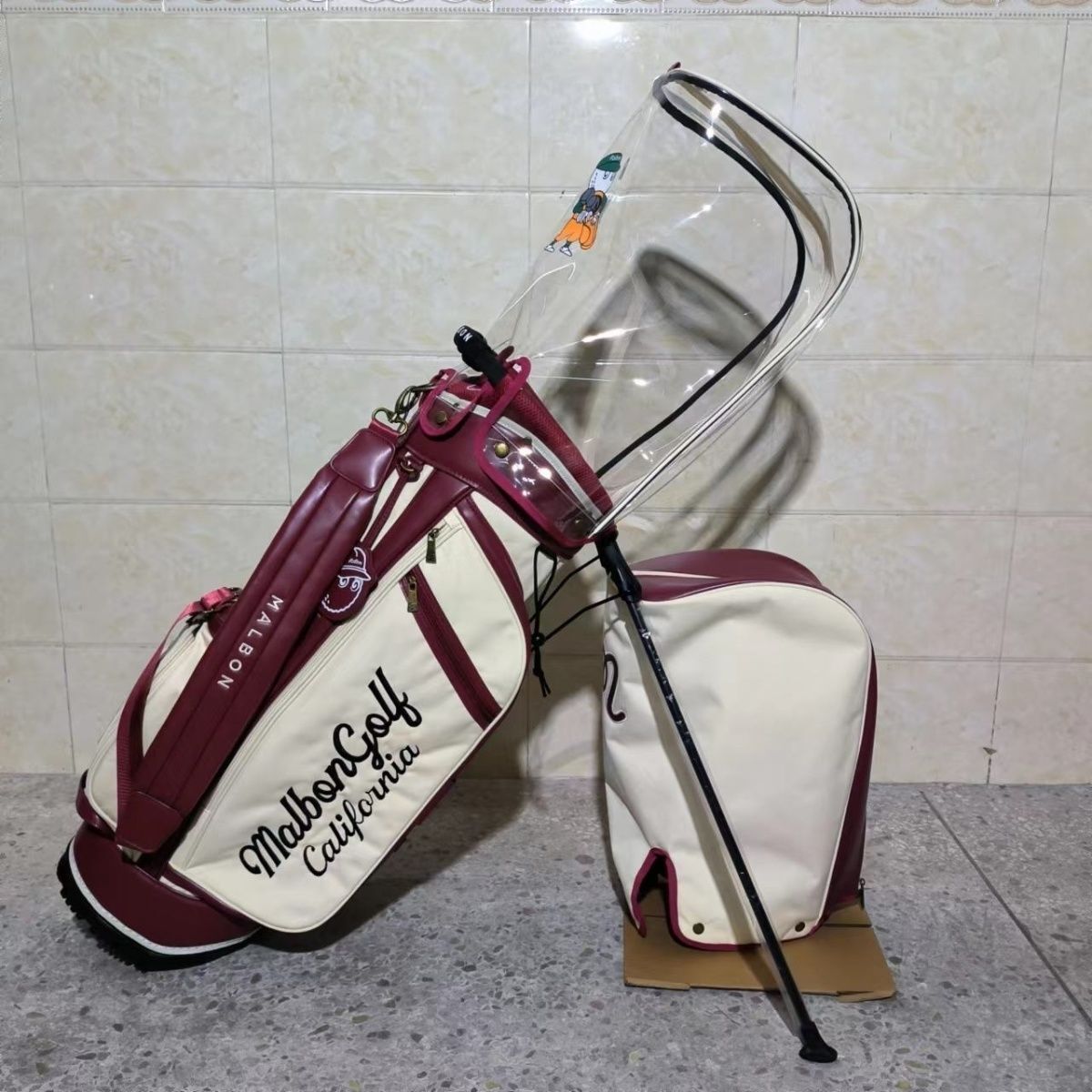 マルボンゴルフ malbon golf キャディバッグ フード2種類付き 支柱型ゴルフ sk0359-6拍卖