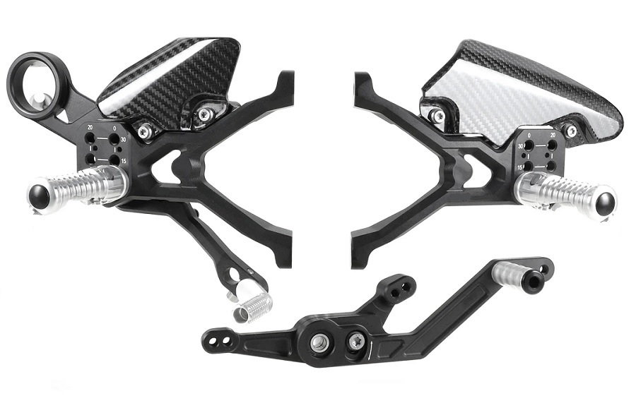 1セット限定特価 BMW S1000R M1000R 2020~2025 カーボンヒールガード バックステップ ペダル 6ポジション拍卖