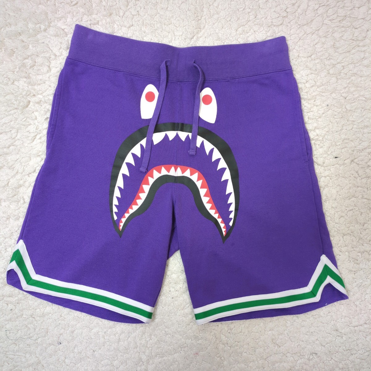 001SPF201011XBATHING APE(アベイシングエイプ)SHARK BASKETBALL SWEAT SHORTS シャーク バスケットパンツ ショートパンツ メンズ L拍卖