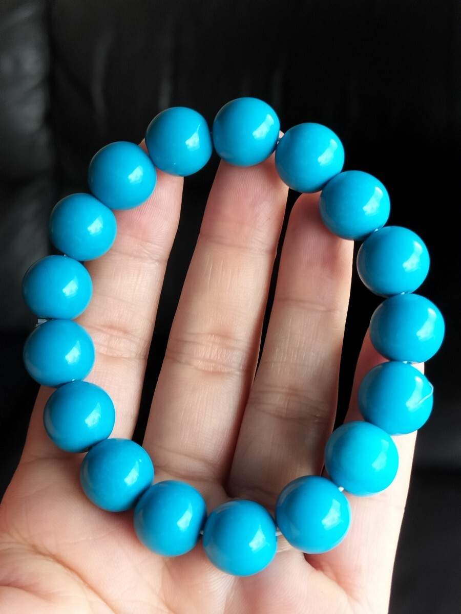 ターコイズ トルコ石 海藍 丸玉 ブレスレット12mm拍卖