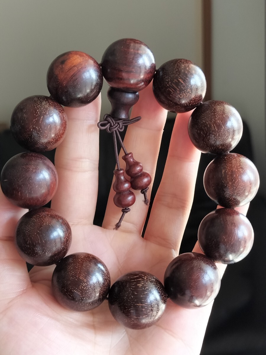 天然紫檀  金星あり アフリカ産 念珠 丸玉 数珠  紫檀 21mm拍卖