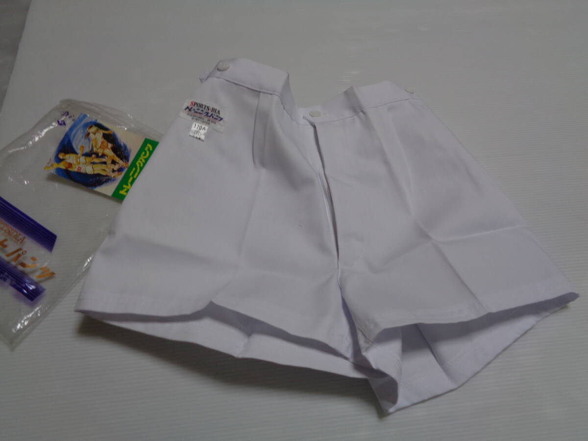 170A 白 SPORTS DIA 半ゴム ファスナー 短パン ショートパンツ 半ズボン 体操着 体操服 昭和レトロ 未使用拍卖