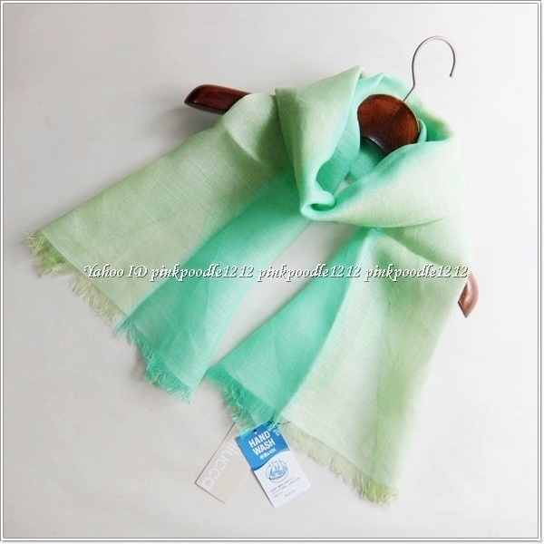 ◆百貨店取り扱い 麻100% リネン ストール 未使用◆手洗いOK◆グリーン系◆拍卖
