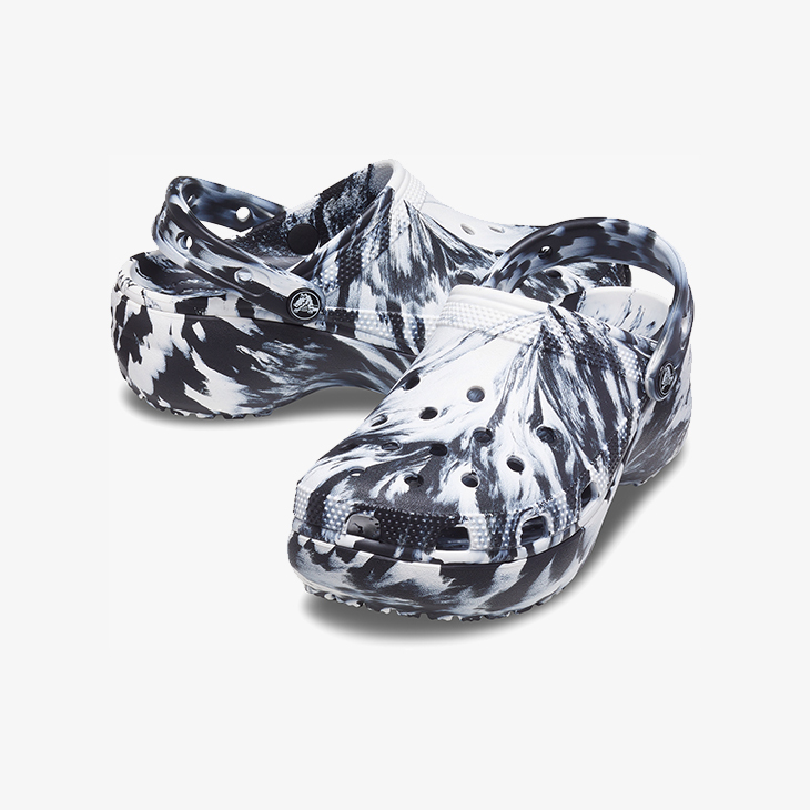 23cm クロックス Classic Platform Marbled Clog W クラシック プラットフォーム マーブルド クロッグ/ブラック×ホワイト W7 新品拍卖