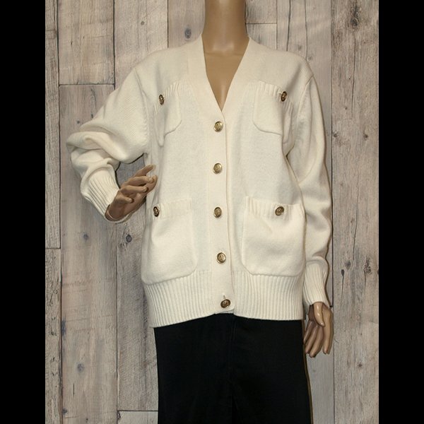 UNITED ARROWS◇ユナイテッドアローズ・カシミヤ混合カーディガン◇Fサイズ ライトアイボリー系 一度のみ使用 美品拍卖