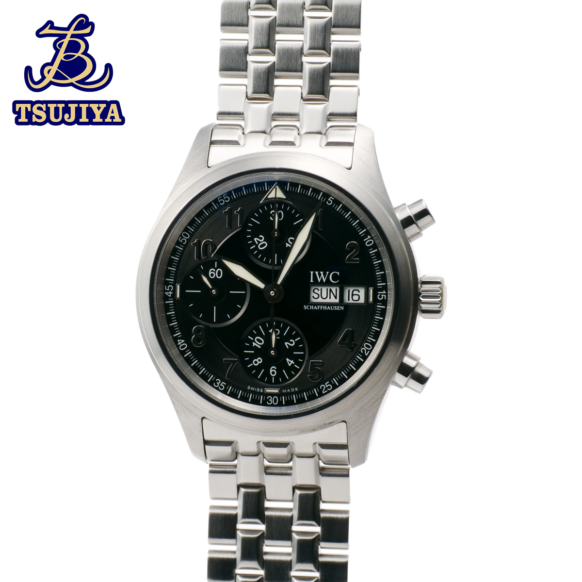 ★OH済み★IWC アイダブルシー スピットファイヤ―クロノグラフ メンズウォッチ ブラック文字盤 オートマ 中古A【辻屋質店W1268】拍卖