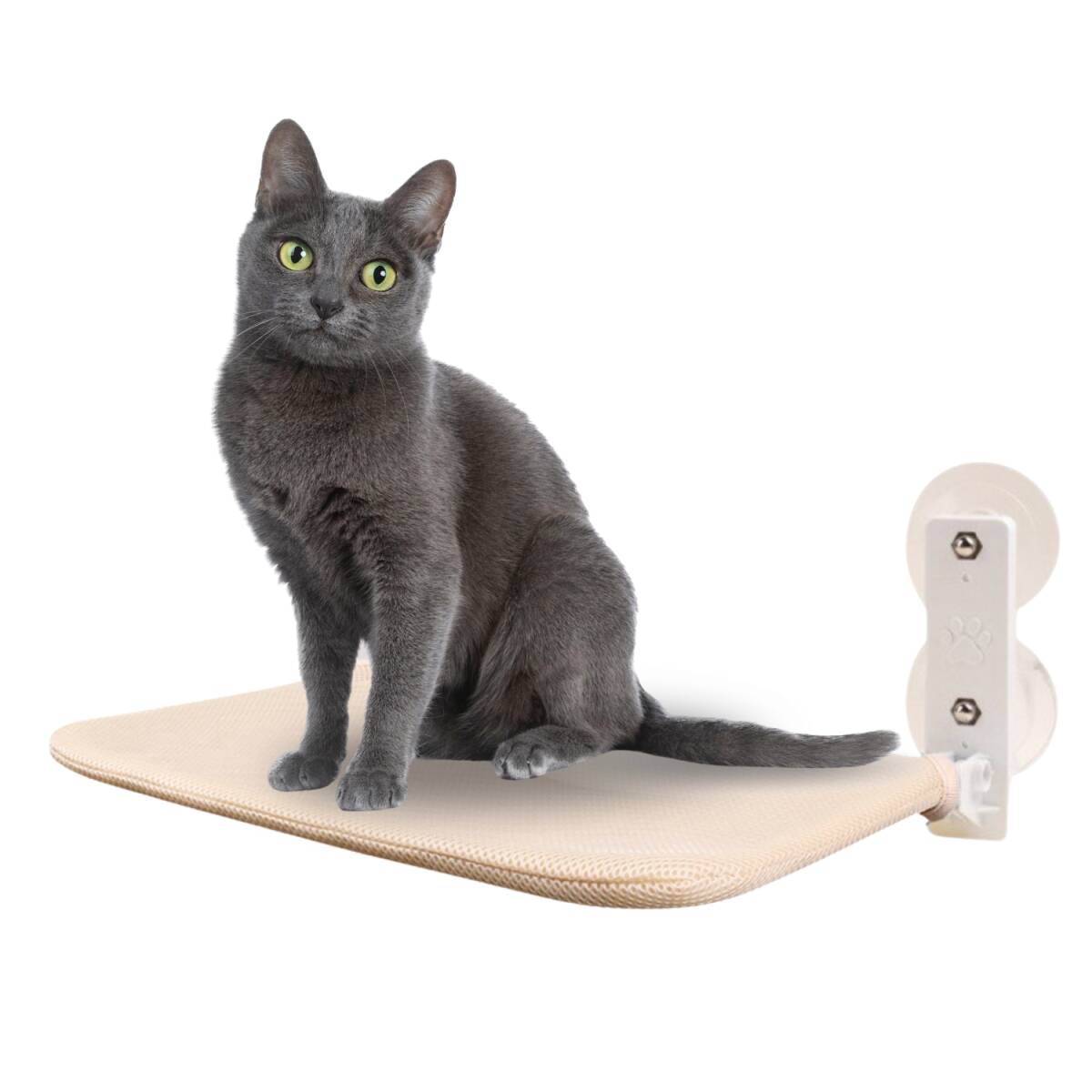 猫 ハンモック ベット キャットウォーク 窓 暑さ対策 吸盤 窓ガラス 日光浴 折りたたみ ベージュ 45×30cm 拍卖