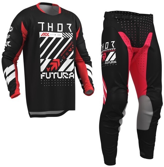 キッズ用 S/24インチ MXウエア 上下セット THOR LAUNCH FUTURA ブラック/レッド 正規品 26拍卖