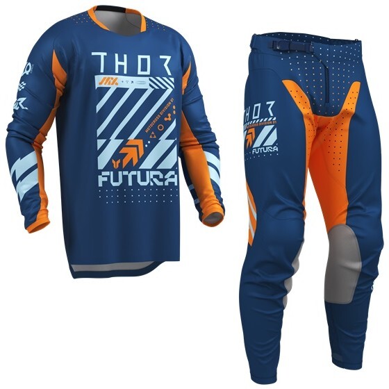 L/34インチ MXウエア 上下セット THOR LAUNCH FUTURA ネイビー/フローオレンジ ジャージ&パンツ モトクロス 正規輸入品 WESTWOODMX 26拍卖