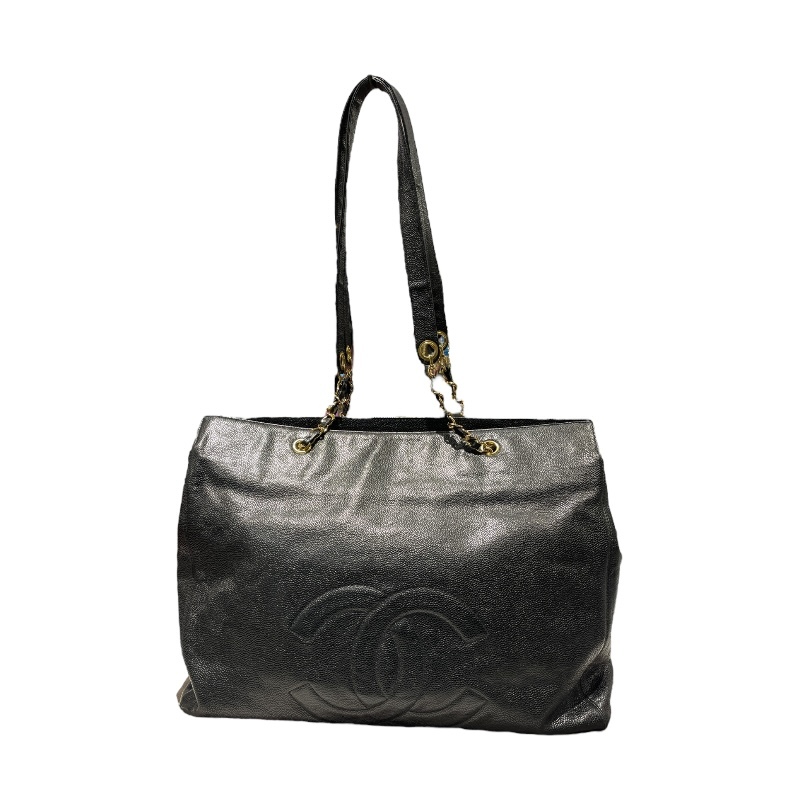 シャネル CHANEL ココマークチェーントート ブラック/ゴールド金具 キャビア トートバッグ レディース 中古拍卖
