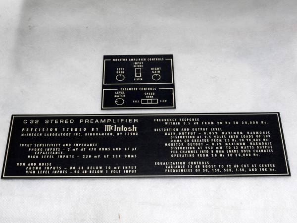 即決 McIntosh マッキントッシュ C32 天板銘板 大小2枚 レターパックライト送料込み拍卖