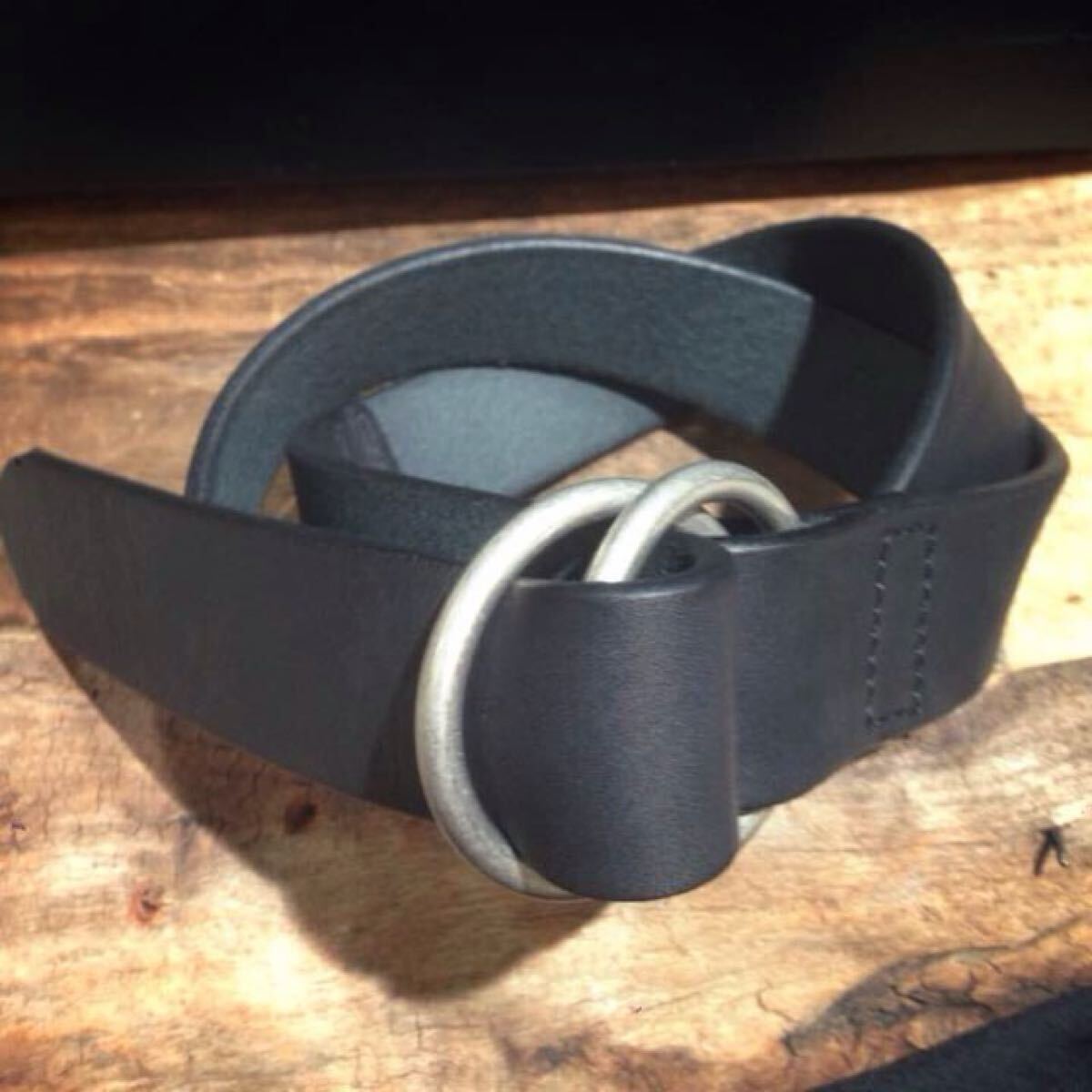 ★お値下げ不可★栃木レザー ダブルリング ベルト ブラック 黒 クロ 本革 レザーベルト ヌメ革 牛革 メンズベルト リングベルト拍卖