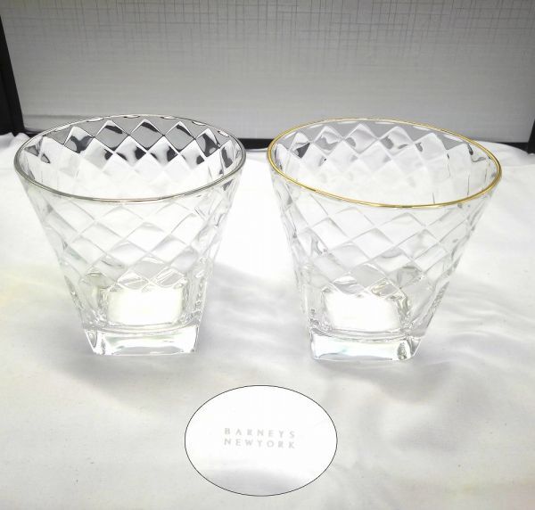 10285【中古品】BARNEYS NEWYORK バーニーズニューヨーク ペアグラス ダイヤモンドカット ガラスタンブラー ガラスコップ 酒器拍卖
