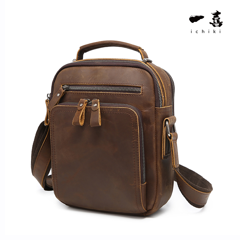 本革ショルダーバッグ メンズ シンプル 大容量 コンパクト 斜め掛け 肩掛け 通勤 通学 丈夫 厚手 コーヒー MD73拍卖