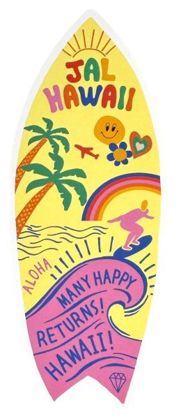 訳有 日本航空 ジャル ハワイ ボード ステッカー JAL HAWAII SURF BORD STICKER 航空機 サーフィン ジェット JAL 旅行 シール コレクション拍卖