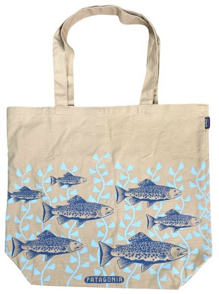 希少 パタゴニア キャンバス バッグ PRTO 59297 SP15 PATAGONIA CANVAS BAG TOTE エコ トート ブラウン トラウト プリント 魚柄 総柄 新品拍卖