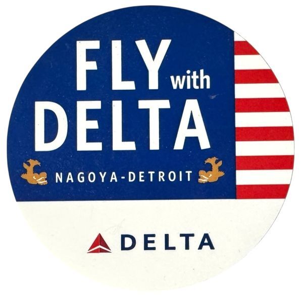 訳有 デルタ航空 名古屋 デトロイト ステッカー FLY WITH DELTA NAGOYA DETROIT STICKER 飛行機 航空機 シール コレクション 旅行 アメリカ拍卖