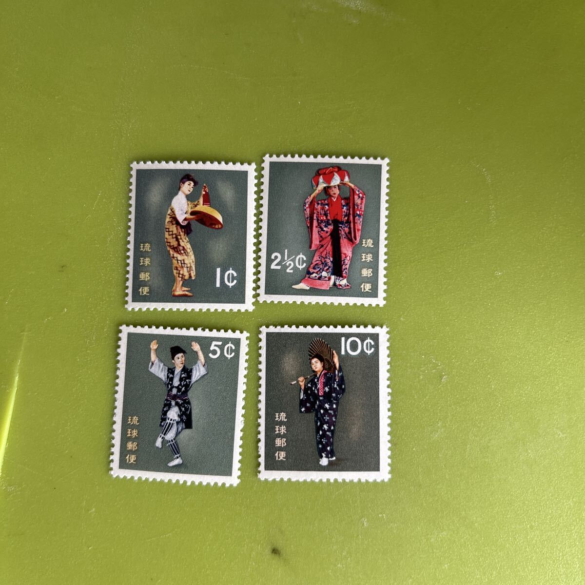 ★未使用 琉球切手 舞踊シリーズ 1960年 むんじゅる 伊野波節 鳩間節 花風 4種セット 希少 コレクション コレクター拍卖