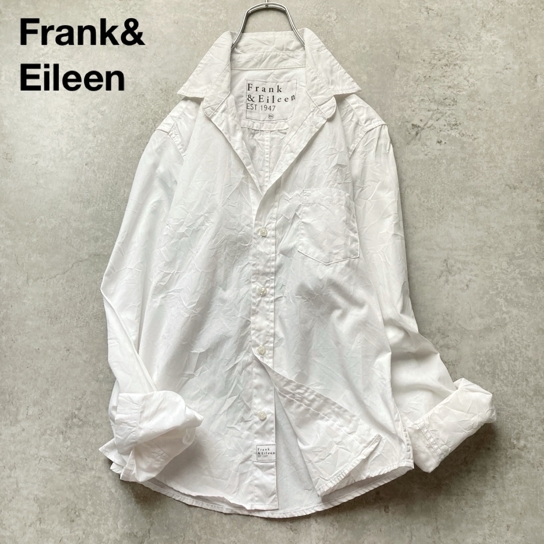 フランクアンドアイリーン 長袖シャツ コットン スキッパー ホワイト 白 シワ加工 BARRY バリー アメリカ製 Frank&Eileen拍卖
