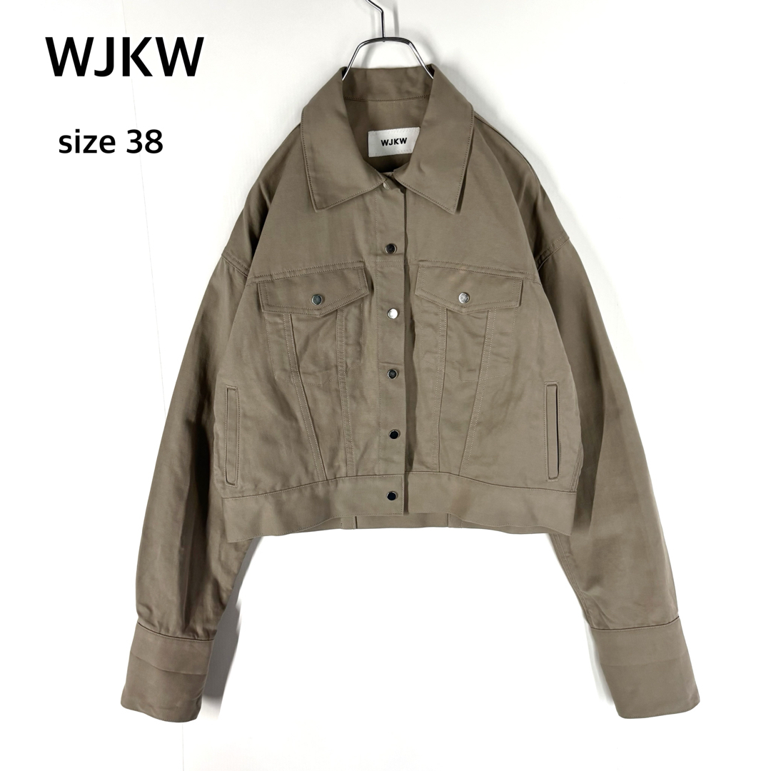 WJKW リネン混 ショートGジャン ボタン留め サイズ38 春夏 ベージュ 羽織り日本製 拍卖
