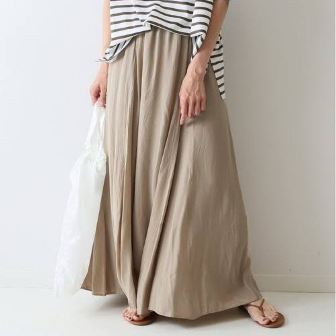 フレームワーク 切り替えフレアスカート ロング マキシ丈 とろみ素材 キュプラ ベージュ 36サイズ 落ち感◎ 日本製 FRAMeWORK拍卖