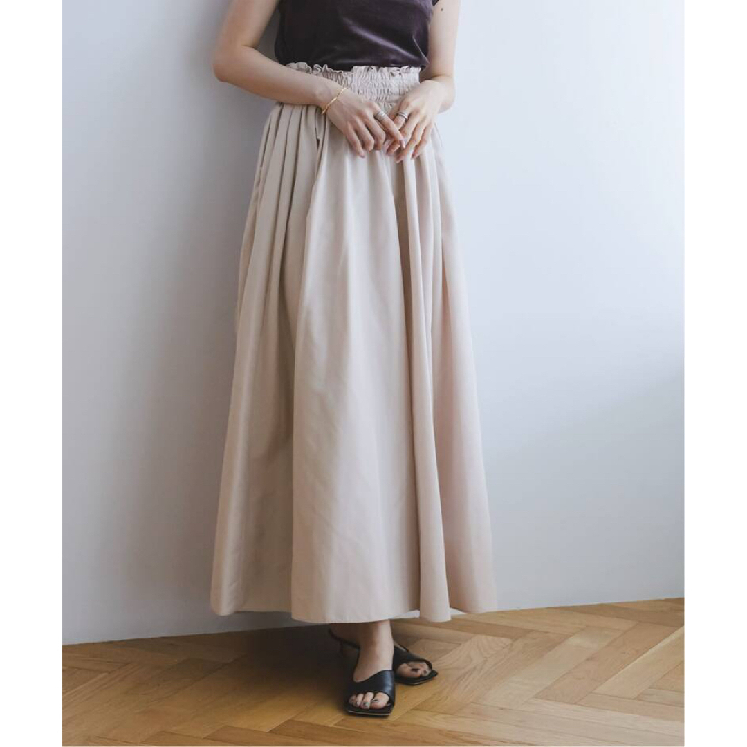 ノーブル NOBLE Pスパンタイプライタータックギャザースカート ロング ベージュ 38サイズ 日本製 手洗い可能拍卖