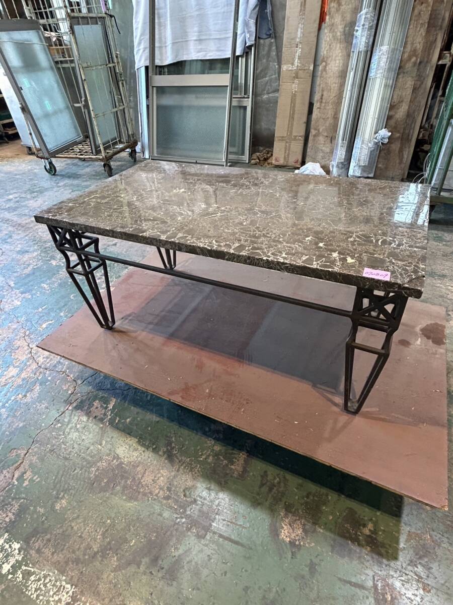 072809 スチール鋳物 石板のガーデンテーブル 長方形 西拍卖