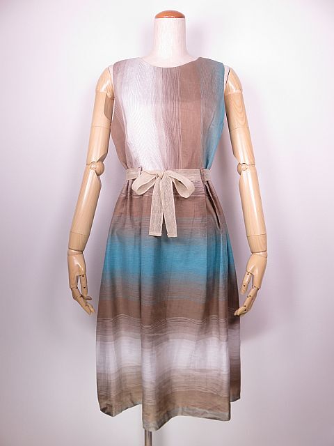 【送料無料】CORSO ROSSO コロソロッソ ノースリーブワンピース 綺麗なグラデーション ターコイズブルー 茶 M拍卖