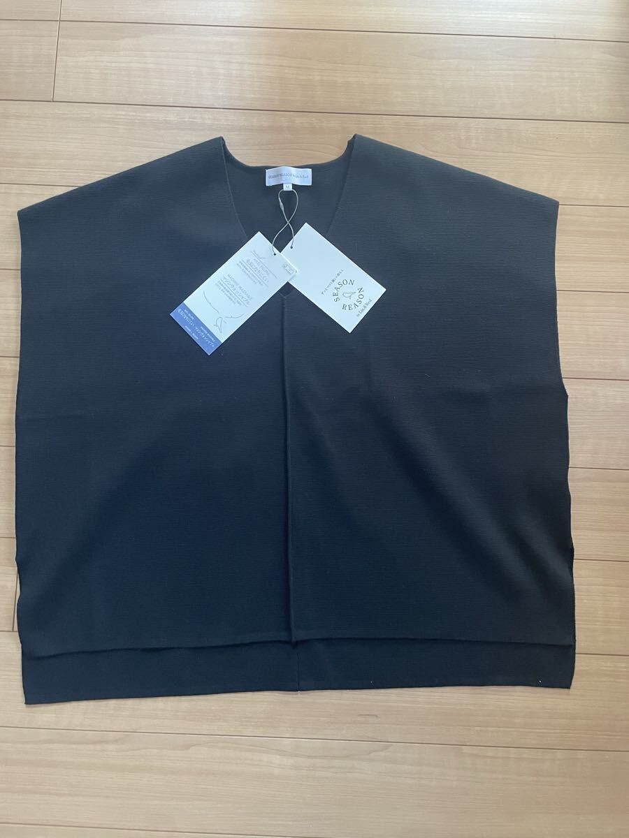 ★未使用新品!SEASON REASON☆ナチュラルデザインがすてき!ミラノリブ Vネックベスト M☆ブラック☆送料185円★拍卖