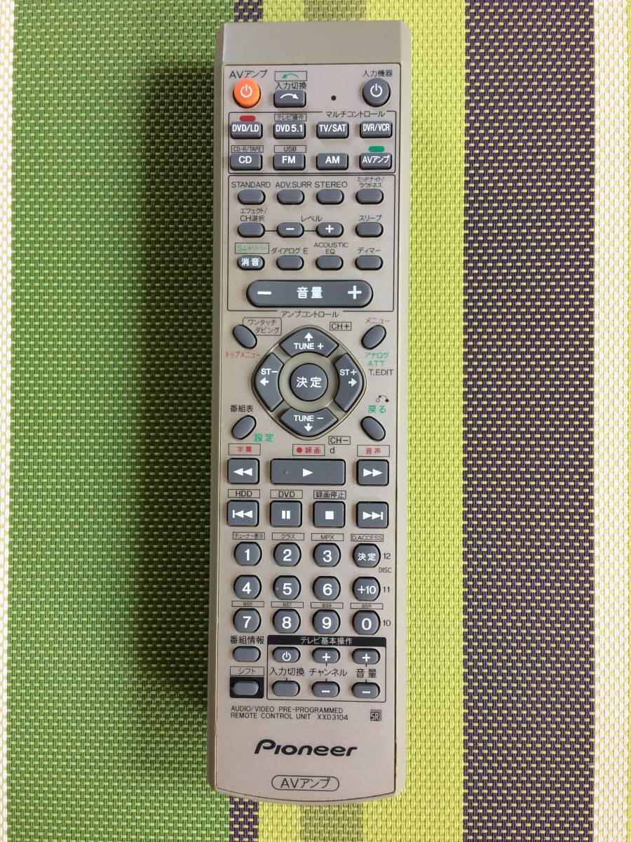 送料無料★Pioneer★パイオニア★純正★AVアンプ★VSX-516用リモコン★XXD3104★中古★動作品★返金保証あり拍卖