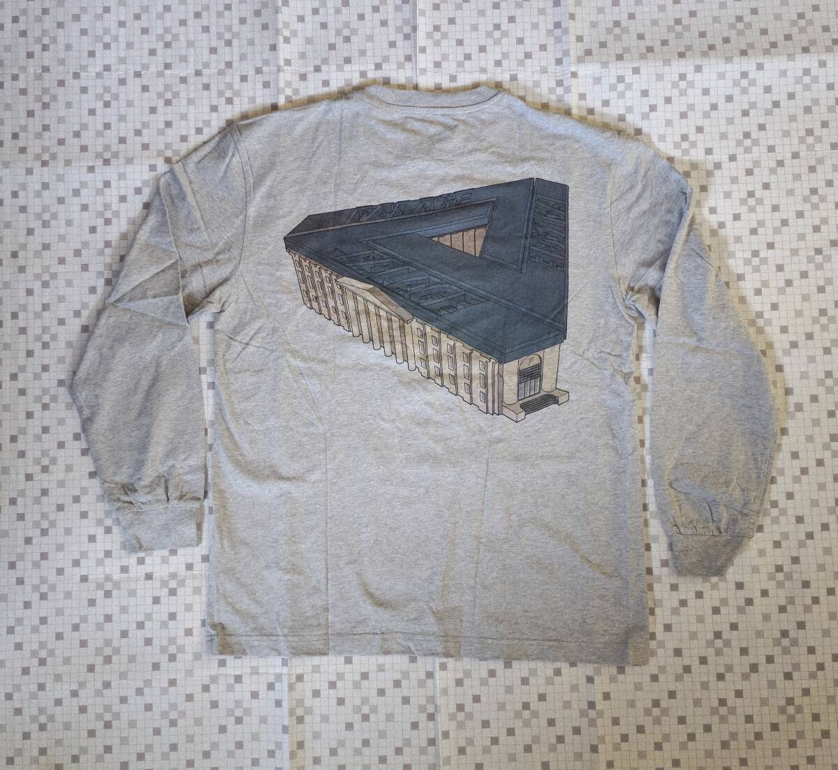 美品◆Large◆18SS Palace PALAZZO LONGSLEEVE GRAY◆グレー L スケーター Palace Skateboards ロンT 正規品 supreme拍卖