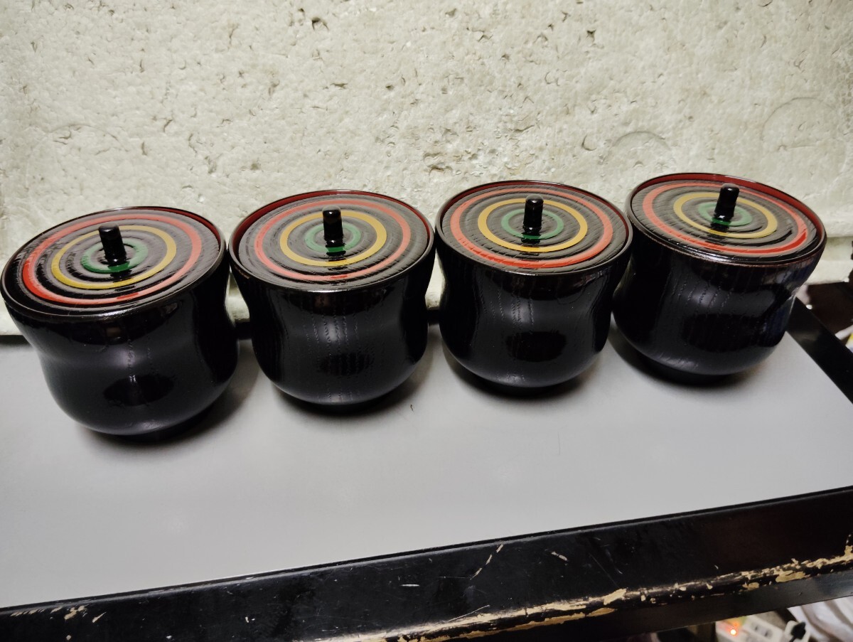 おわん 蓋駒 四個 木製 漆塗り 工芸品 拍卖