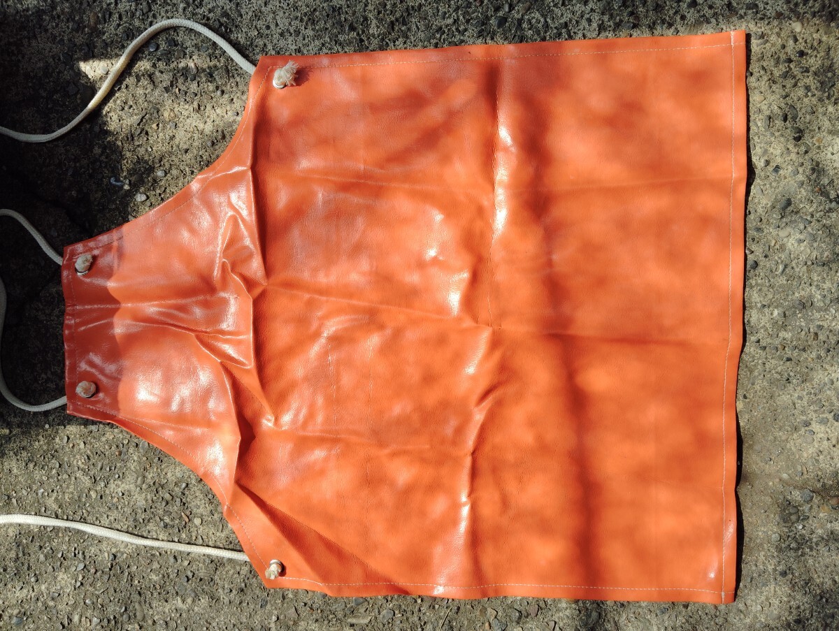 エプロン オレンジ 魚屋 釣り用 縦78.5×横62センチ拍卖