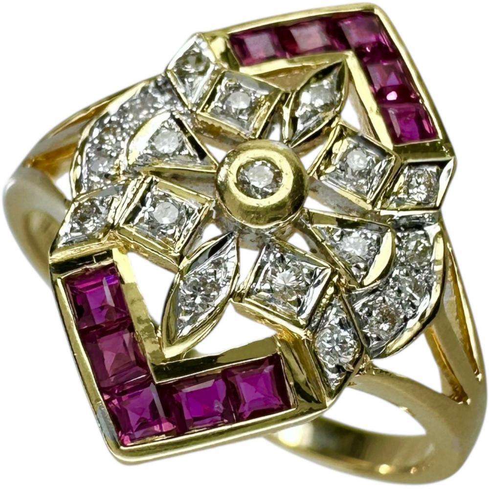 14.5号 ルビー 0.44ct ダイヤモンド 0.10ct リング・指輪 K18ゴールド 3.5g レディース拍卖