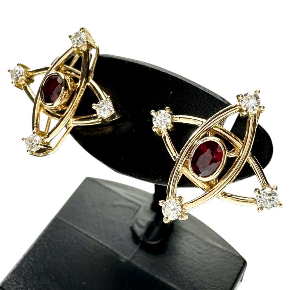 2WAY ルビー 0.50ct ダイヤモンド 0.24ct ピアス K18ゴールド 4.1g レディース拍卖