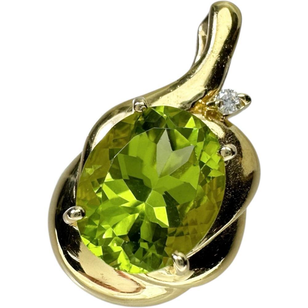 ペリドット 2.71ct ダイヤモンド 計0.02ct ペンダントトップ K18ゴールド 4.7g レディース拍卖