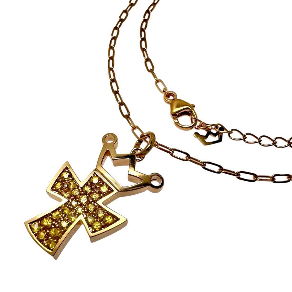 Gaga Milano/ガガミラノ イエローサファイア 計0.63ct ネックレス K18PGピンクゴールド 7.4g 51cm レディース拍卖