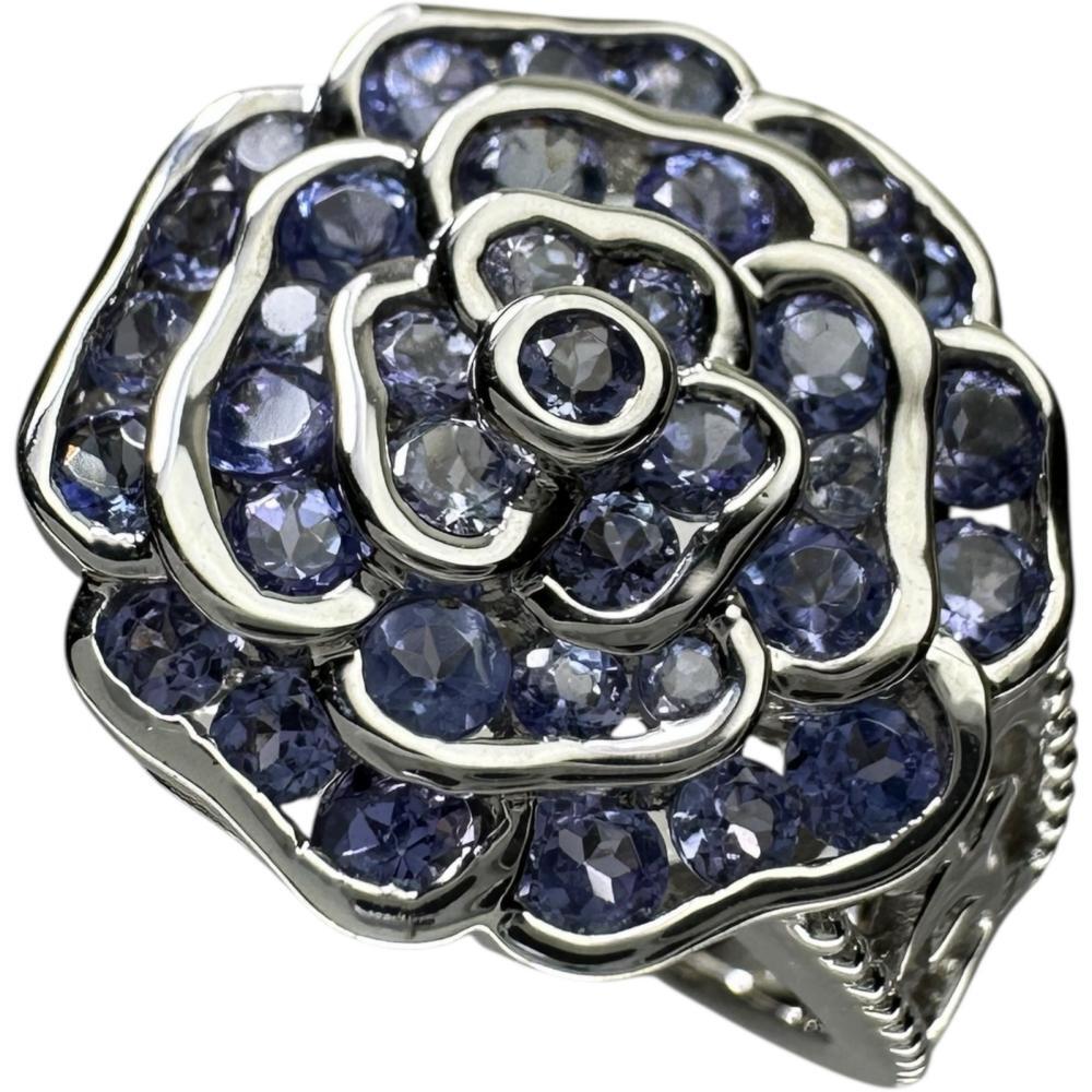 17号 フラワーモチーフ 薔薇モチーフ タンザナイト 1.66ct リング・指輪 K18WGホワイトゴールド 8.0g レディース拍卖