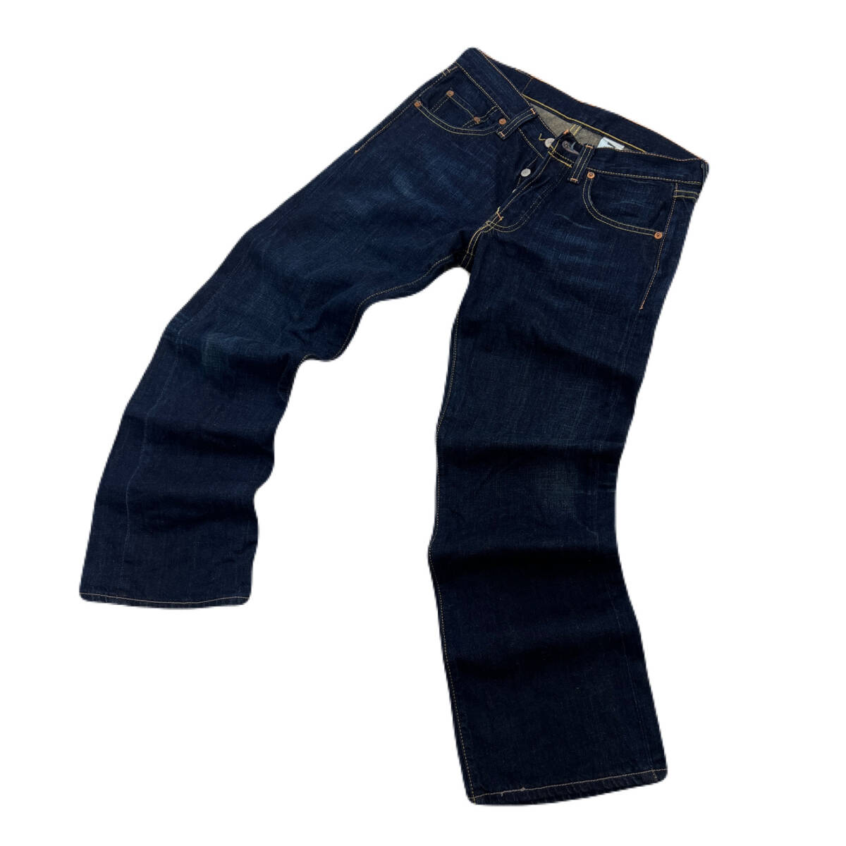 リーバイス ヘッシャーロウライズ デニム ジーンズ メンズ W31 【 超キレイシルエット 色濃いめ 】Levis Hesher Lowrise Straight ●Ja8909拍卖