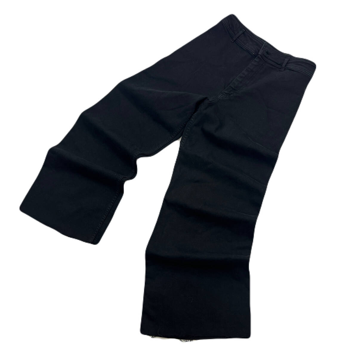 ザラ コットン ワイドパンツ ブラック 黒 フレアシルエット ストレッチ 伸縮性◎ W30サイズ レディース ZARA ●Ja8978拍卖