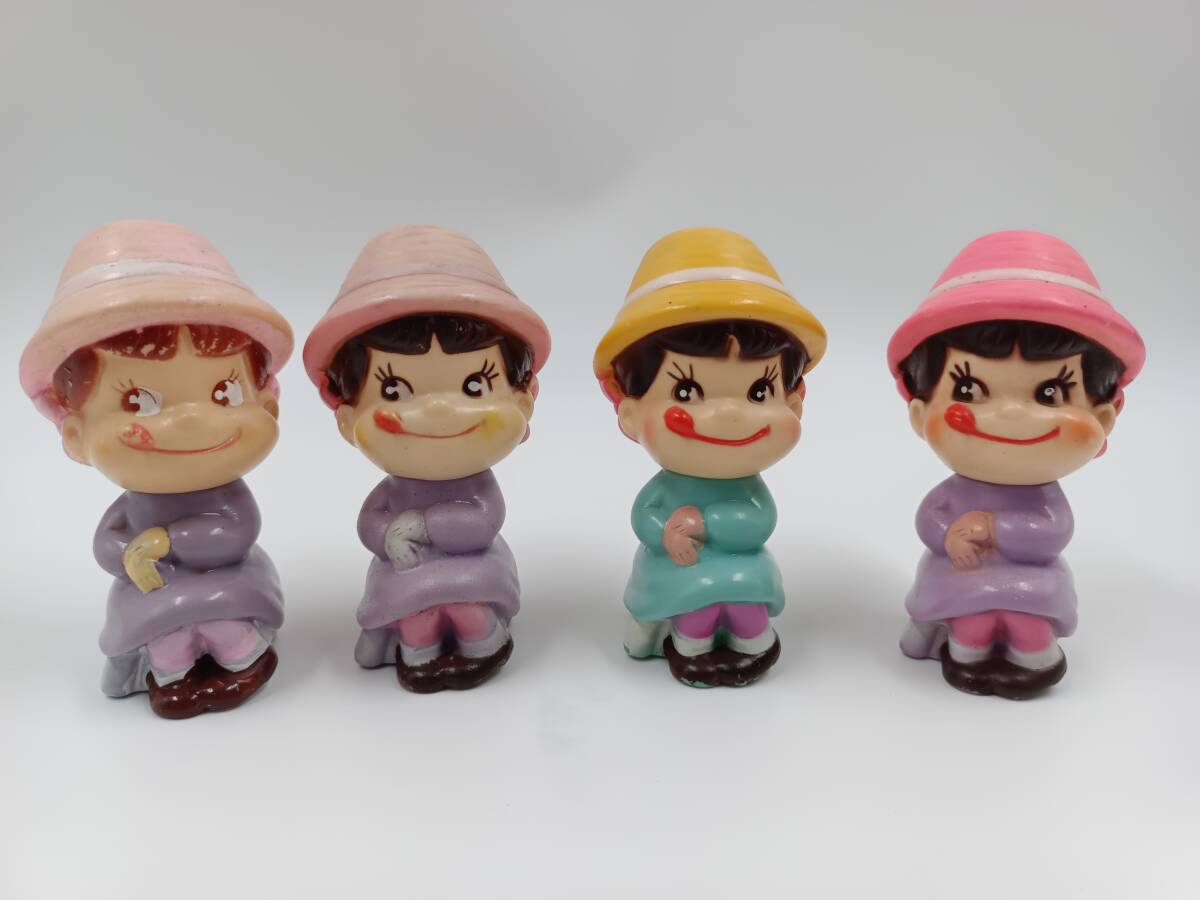 A12.【4体セット】70年代 不二家 ペコちゃん マスコット ソフビ人形 日本製 昭和レトロ拍卖