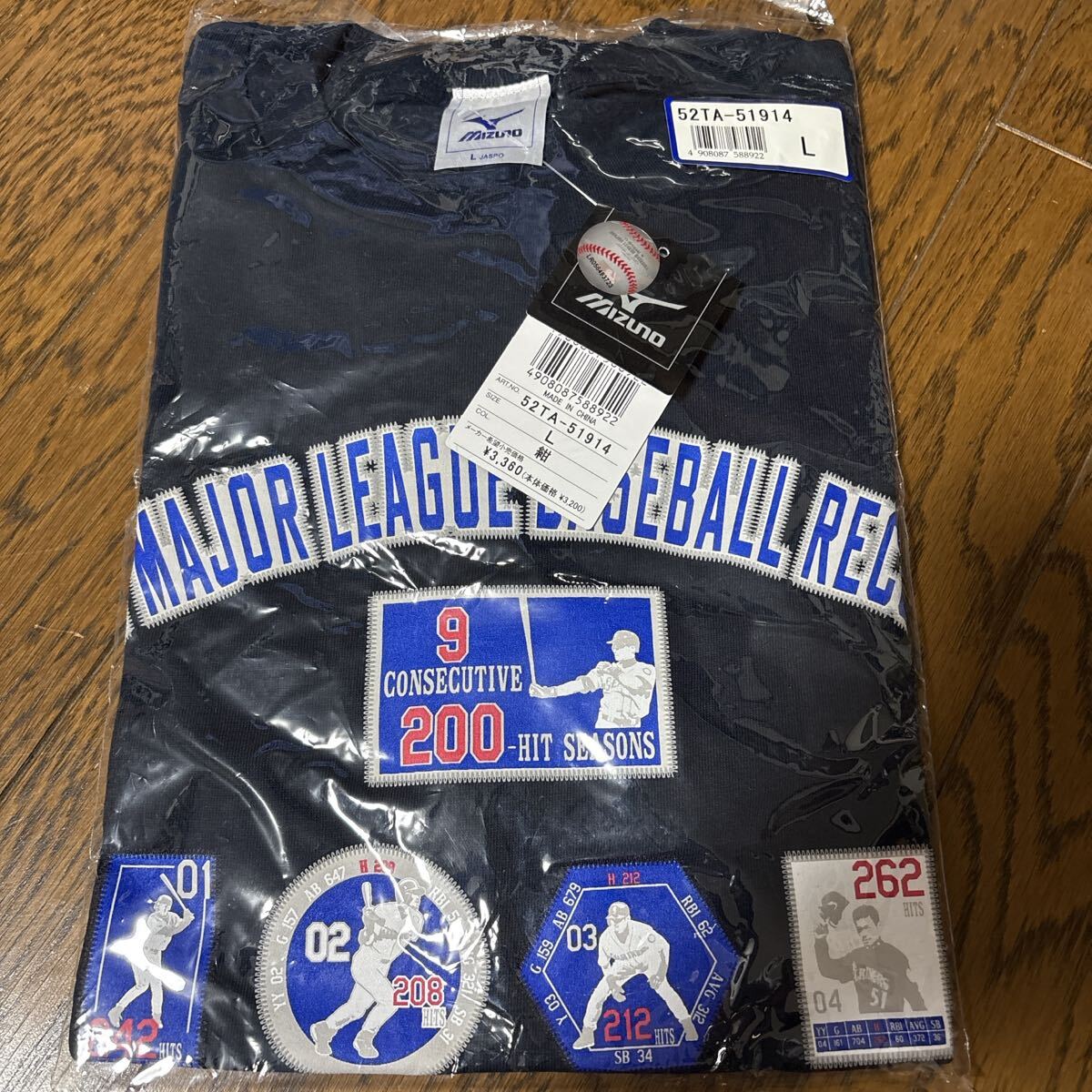 新品 Lサイズ ICHIRO イチロー 200本安打シーズンシャツ Tシャツ MLB Fanatics ネイビー 大谷翔平拍卖