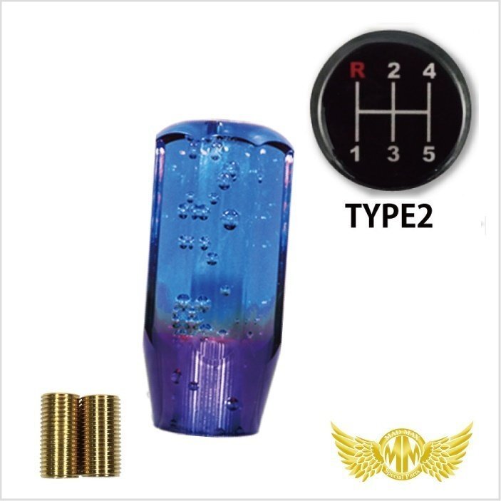 MADMAX トラック用品 クリスタル シフトノブ 泡 ショート 100mm ブルー/パープル 日野 プロフィア用/変換アダプター付【送料800円】拍卖