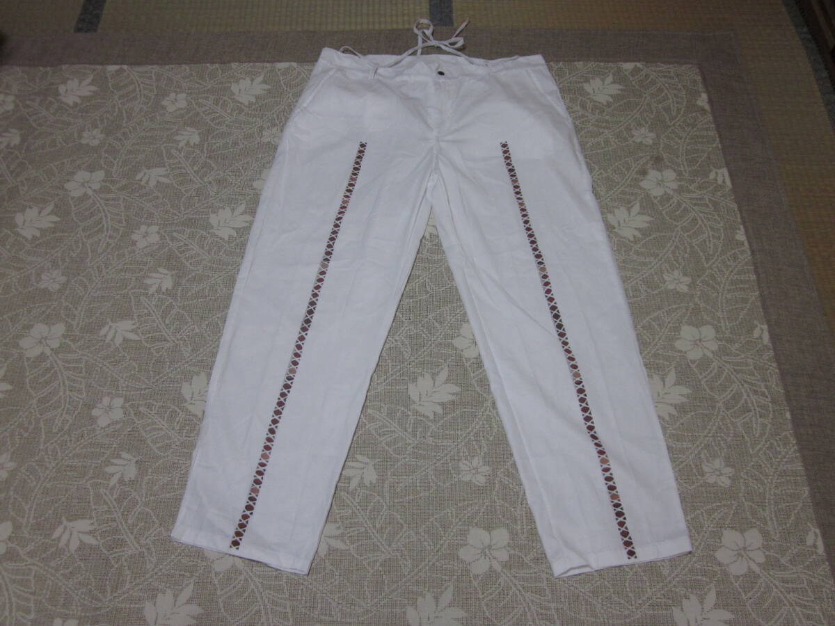 ☆☆☆【 11/17・大幅値下げ 】試作品 アニマルラインデザイン仕様:ワイドスタイルホワイトイージーパンツ:サイズ表示 XXXL:送料無料拍卖