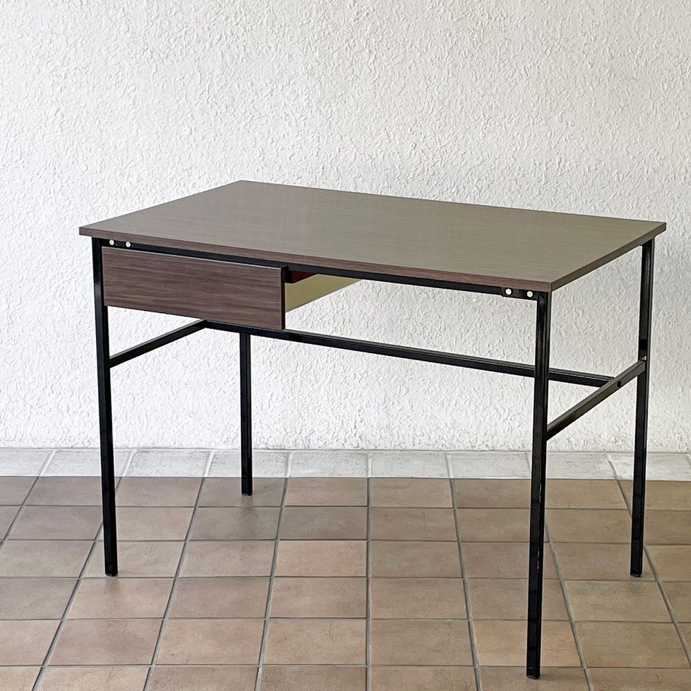 ◇ ミューロップ Meurop スモール ワーク デスク W100cm ピエール・ガーリッシュ Pierre Guarich 抽斗1杯 ベルギー ビンテージ ミニマル拍卖